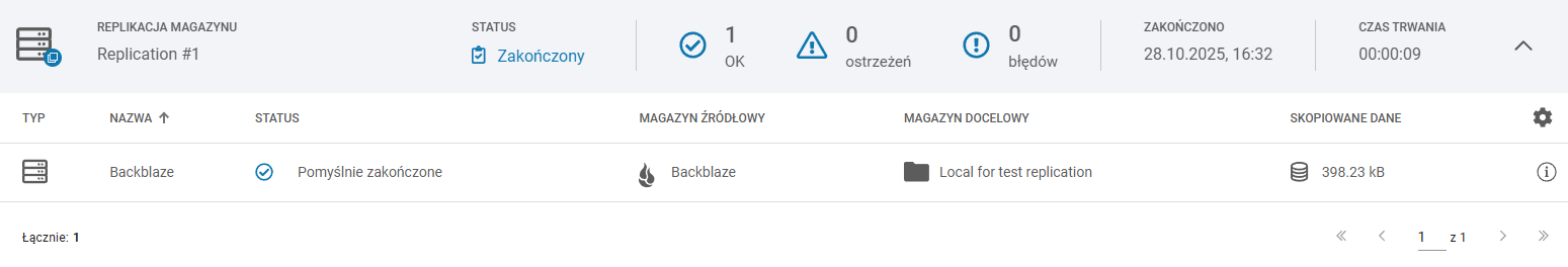 A row with task information in the Task tab in the Xopero ONE Management Service